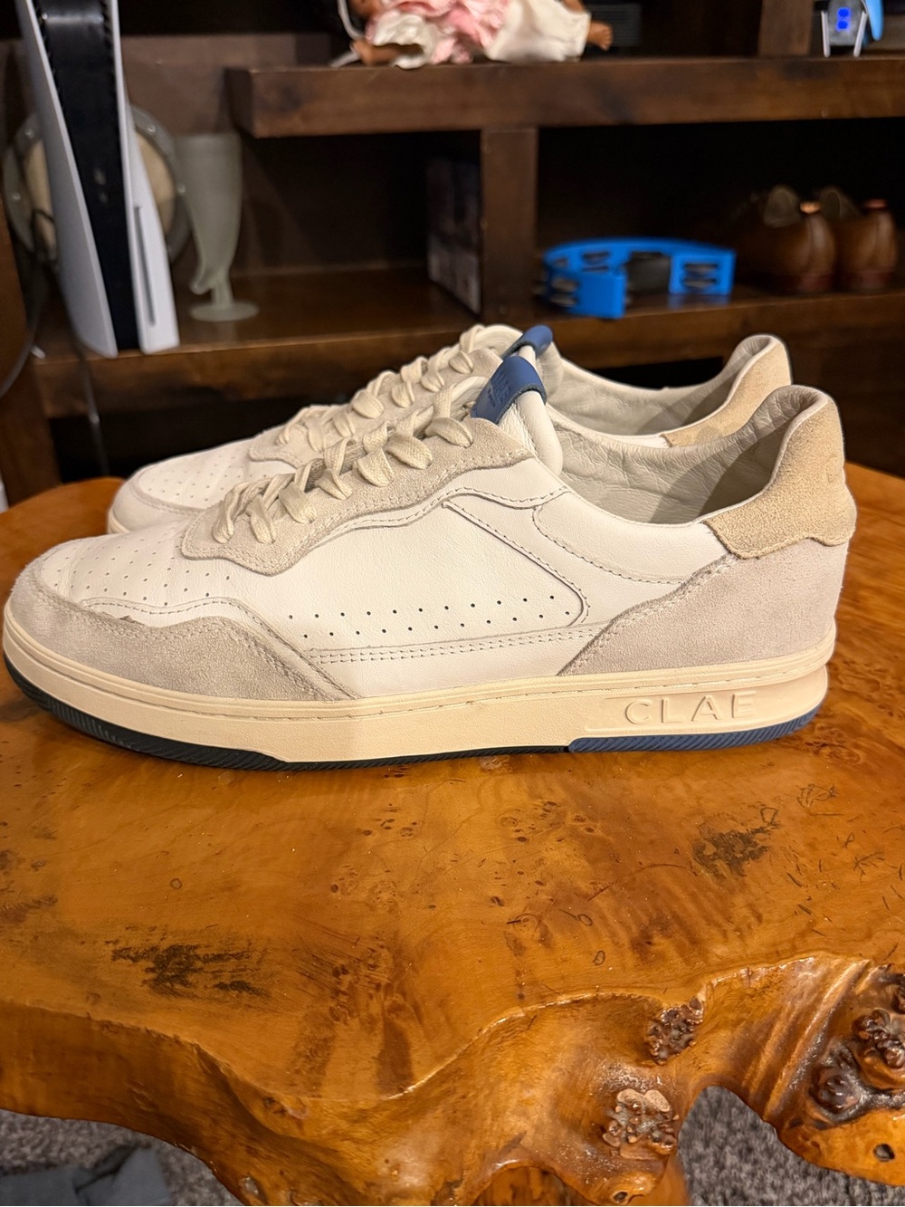 CLAE Men's Haywood Sneaker Off-White Pebble Blue Size 11